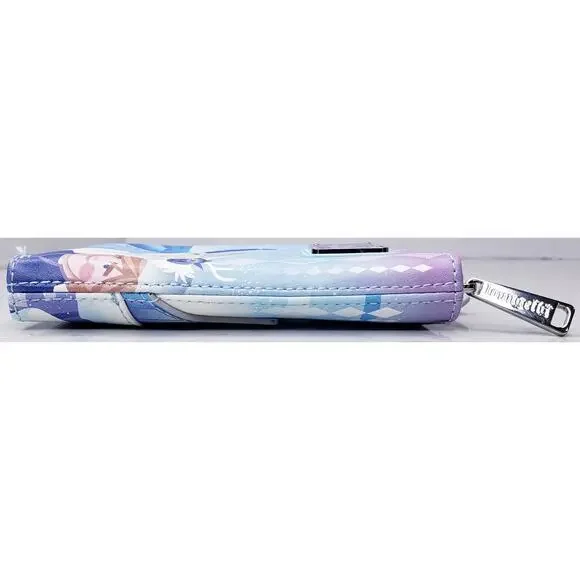 LOUNGEFLY X DISNEY FROZEN Princess Castle Zip Around Wallet Blue White Purple - Picture 4 of 15